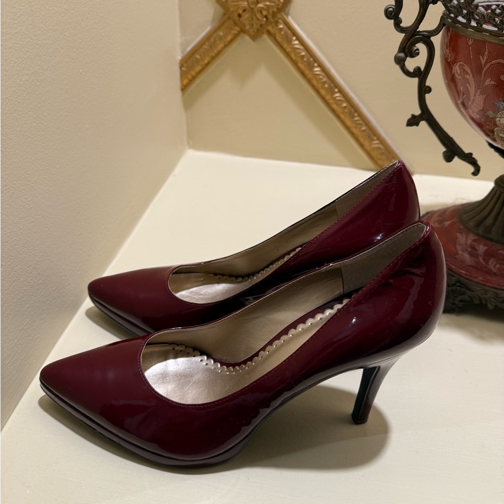 BCBG Deep Red Patent Heels